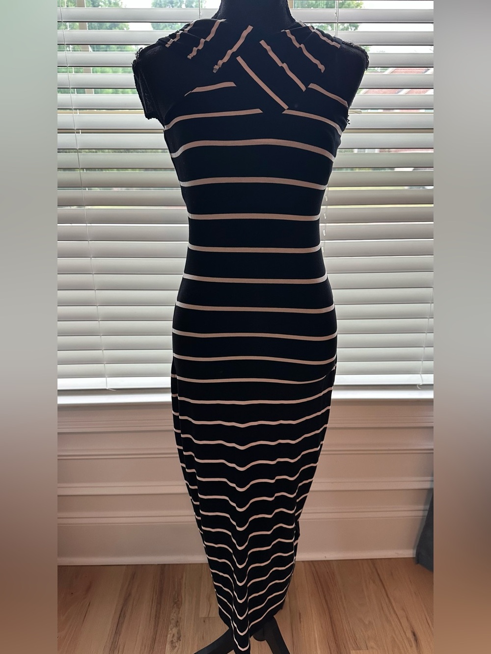 Ted Baker Black and White Striped Maxi Dress